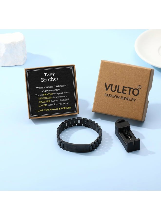 VULETO To My Man Boyfriend Husband Brother Son Bracelet Gifts, American Flag Stainless Steel Link Bracelet Birthday Valentines Day Christmas Jewelry Gifts for Him, one size, no gemstone - Image 2