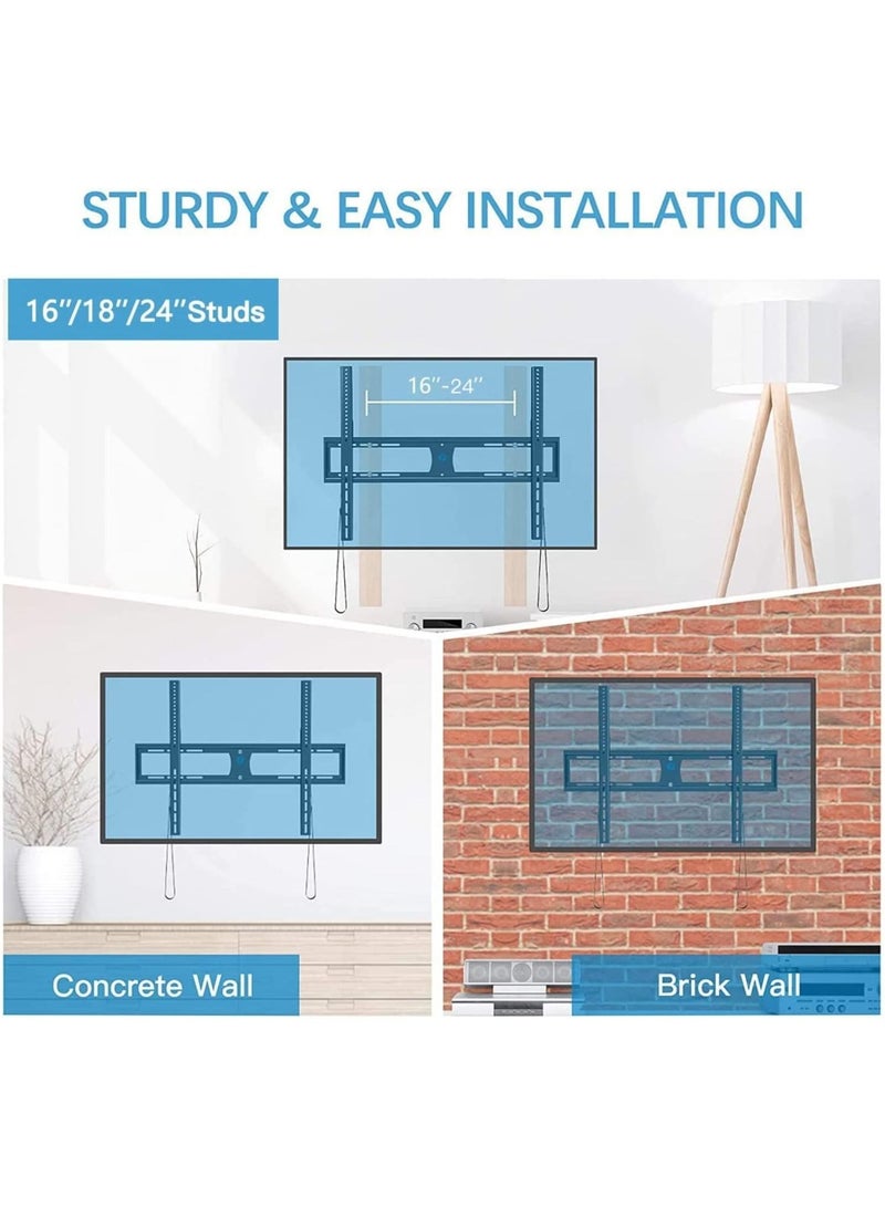 Low Profile Fixed TV Wall Mount Bracket Ultra Slim for Most 42-90 Inch LED, LCD OLED Plasma Flat Curved Screen TVs up to VESA 800x600mm and 132lbs, Fits 16", 18", 24" Studs - Image 5