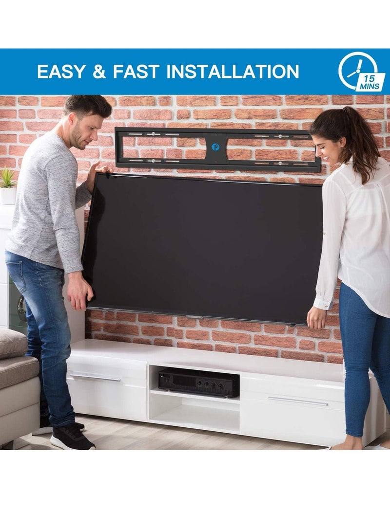 Low Profile Fixed TV Wall Mount Bracket Ultra Slim for Most 42-90 Inch LED, LCD OLED Plasma Flat Curved Screen TVs up to VESA 800x600mm and 132lbs, Fits 16", 18", 24" Studs - Image 3