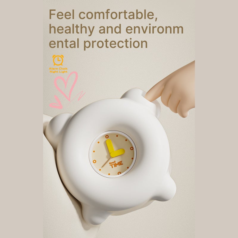 LED Night Light Clock: White Silicone Touch-Sensitive 3 Brightness Levels - Rechargeable 400mAh Battery Dual-Functional Alarm Clock for Bedrooms, Nurseries, Dorm Rooms - Image 4