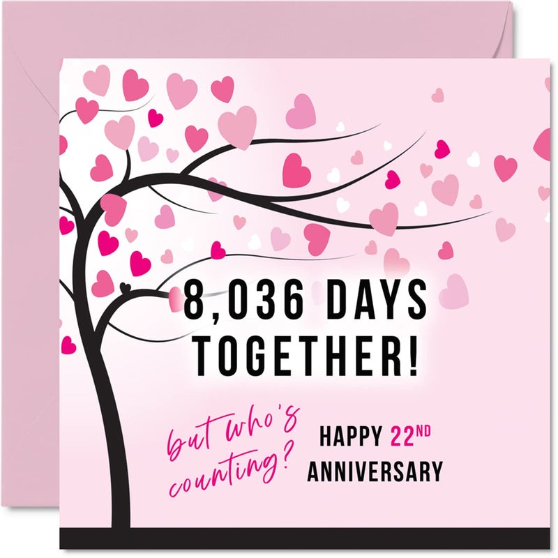 Stuff4 Funny 22nd Anniversary Card for Wife or Husband - 8036 Days Together - I Love You Gifts  Happy 22nd Wedding Anniversary Cards for Partner  5.7 Inch Greeting Cards for Twenty-Second Anniversaries - Image 1