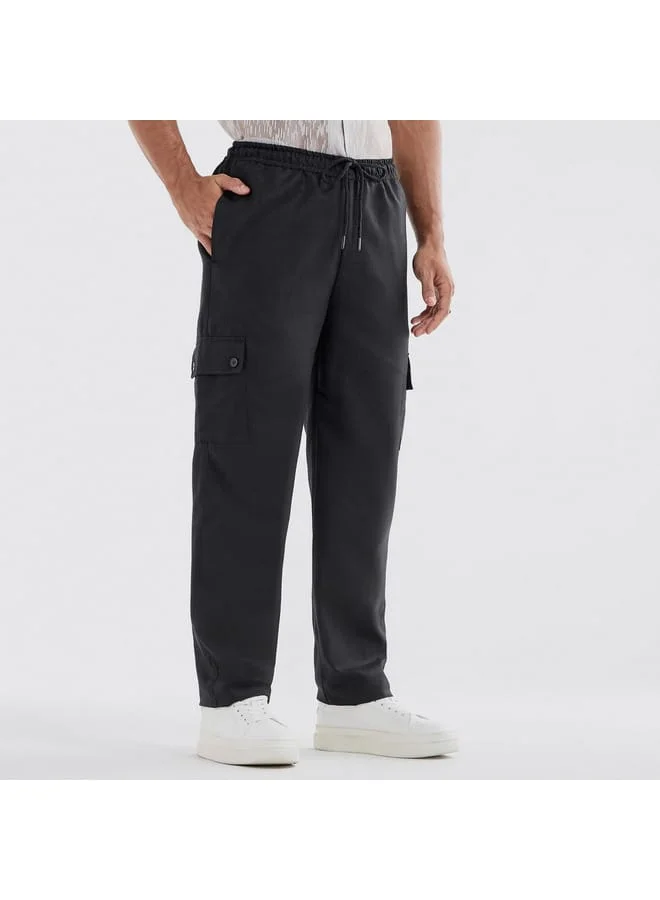Splash FAV Solid Relaxed Fit Pants with Drawstring Closure and Pockets