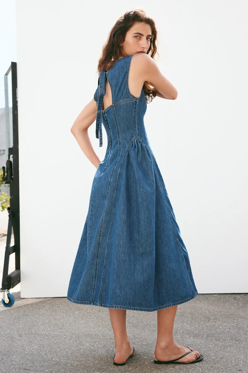 H&M  Flared-skirt twill dress for Women | Best Price UAE