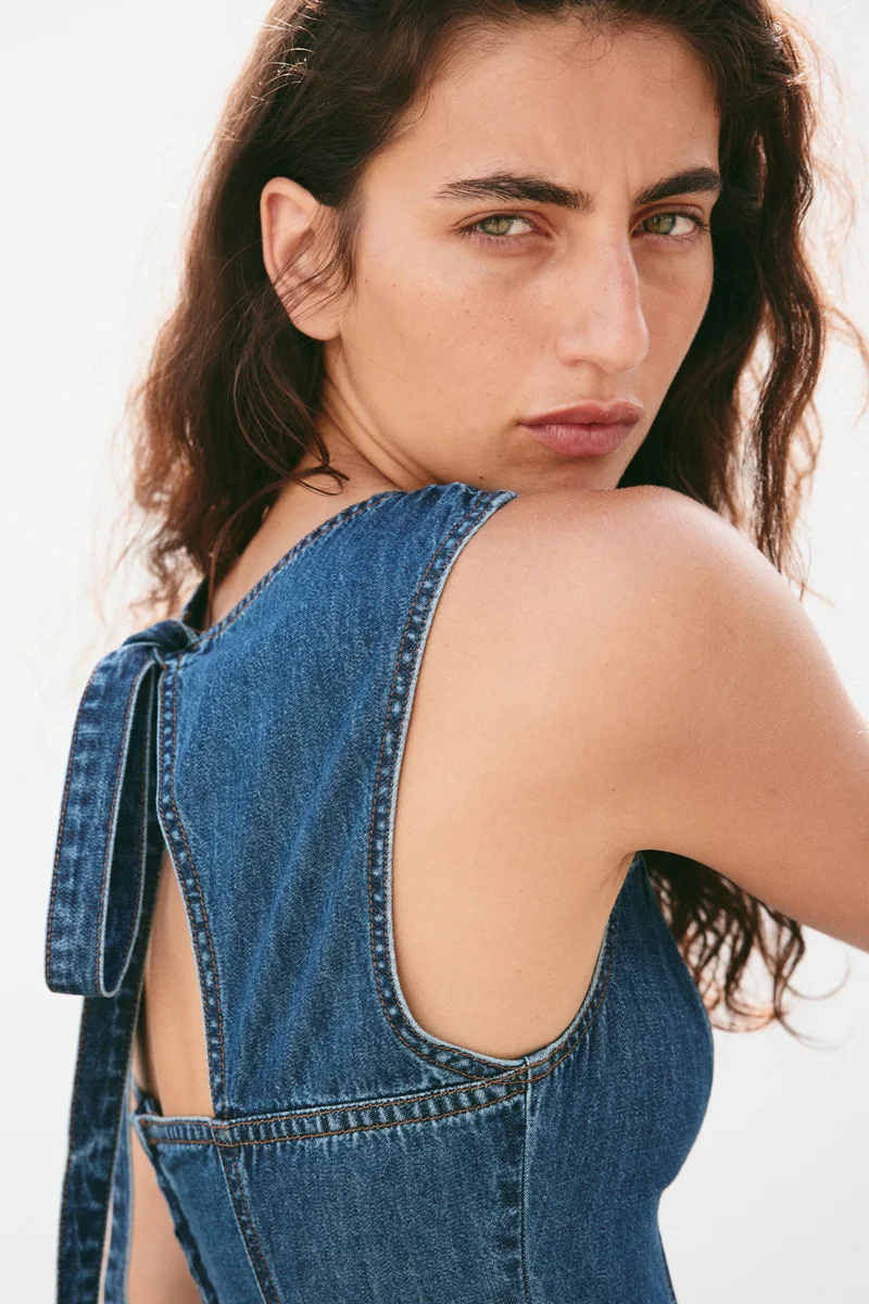 H&M  Flared-skirt twill dress for Women | Best Price UAE