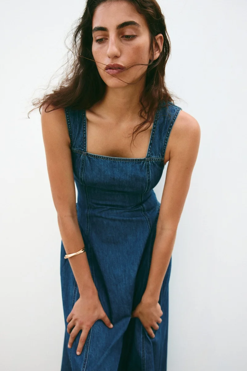 H&M  Flared-skirt twill dress for Women | Best Price UAE