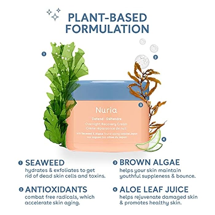 Nuria - Defend Overnight Face Cream, Facial Moisturizer for Nighttime Skin Recovery, Night Cream for Face with Seaweed, Brown Algae, and Aloe Leaf Juice, 50mL/1.7 fl oz - Image 4