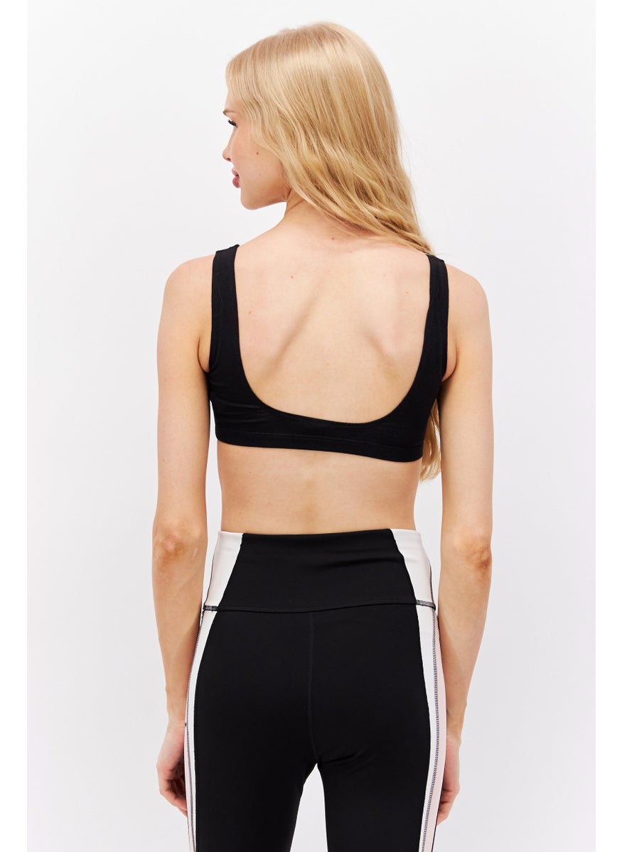 Reebok Women Brand Logo Non Padded Sports Bra, Black  - Image 2