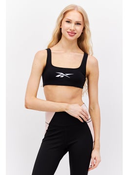 Reebok Women Brand Logo Non Padded Sports Bra, Black  - Image 1