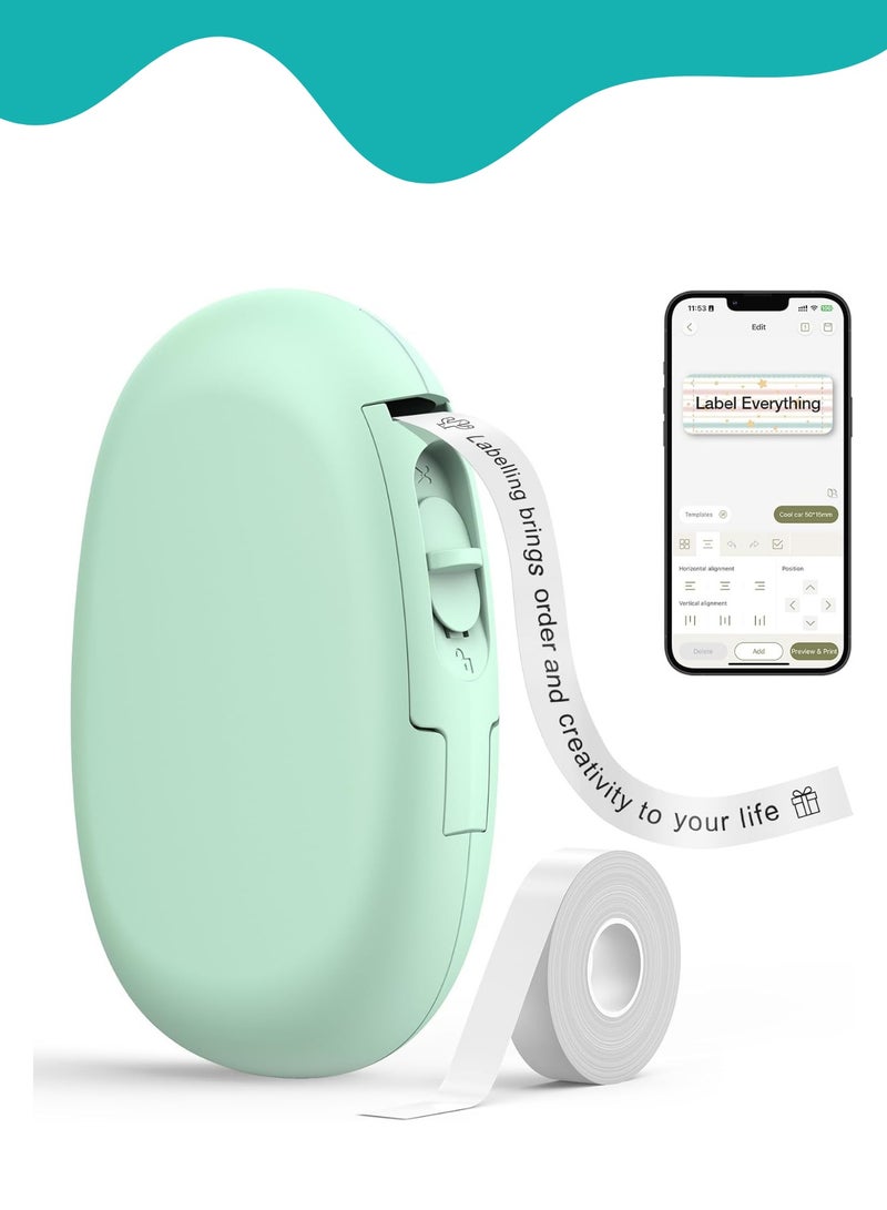طابعة ملصقات بلوتوث مزودة بملصقات مقاومة للماء، طابعة ملصقات محمولة بدون حبر، تطبيق يحتوي على 35 خطًا وأكثر من 1000 رمز، طابعة ملصقات للمنزل والمكتب والمدرسة، صديقة للبيئة - Image 1