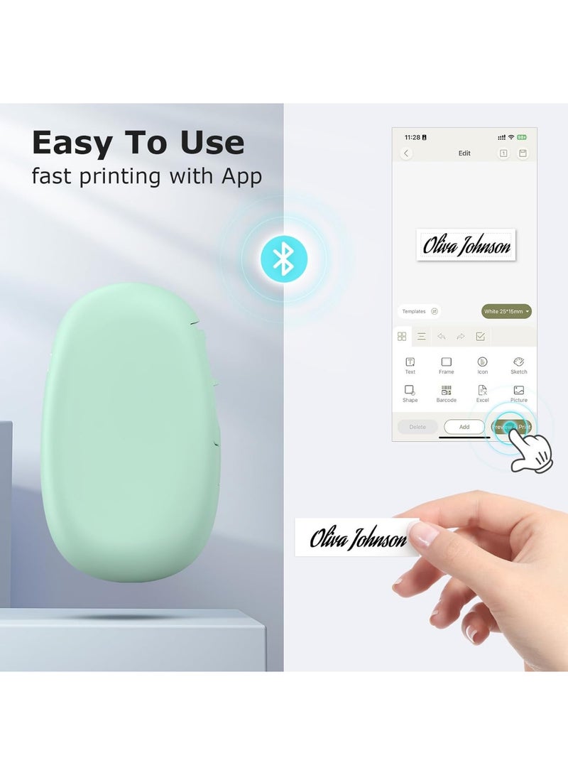 طابعة ملصقات بلوتوث مزودة بملصقات مقاومة للماء، طابعة ملصقات محمولة بدون حبر، تطبيق يحتوي على 35 خطًا وأكثر من 1000 رمز، طابعة ملصقات للمنزل والمكتب والمدرسة، صديقة للبيئة - Image 2