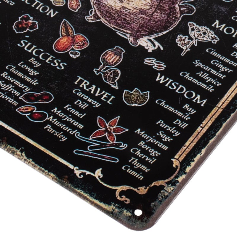 ERLOOD Kitchen Witchery Metal Decor Rustic Antique Decorations Witches Magic Knowledge Kitchen For Home HappinessTin Signs 8 x 12 Black - Image 3