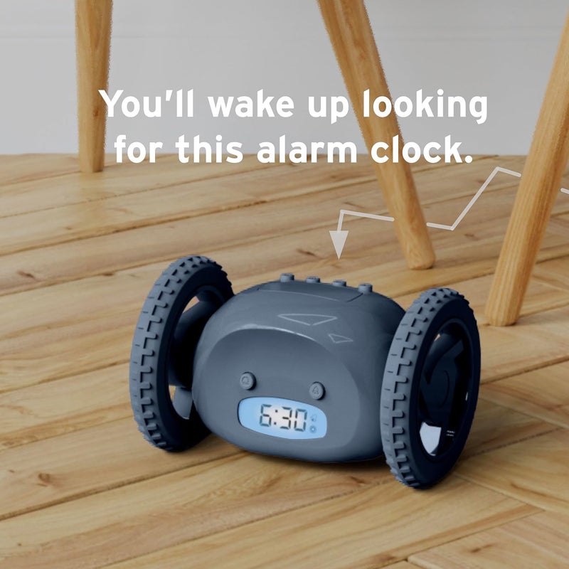 CLOCKY Extra Loud Alarm Clock for Heavy Sleepers on Wheels Rolls Runs Away Vibrating, Easy to Set Super Smart Snooze Digital Bed Shaker Alarm Clock Funny Gift for Adults Kids Teens Bedrooms (Slate) - Image 5