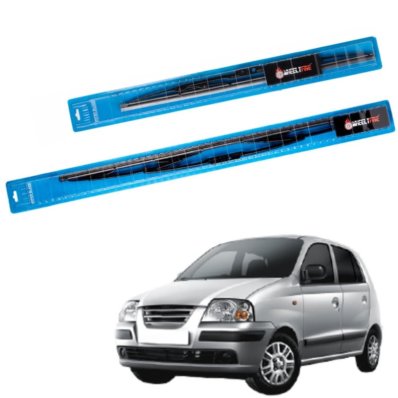 Wheelyfine Windshield Car Wiper Blades Metal Frame Water Repellant Cleaning Wiper Blades Refills Best for Hyundai Santro (1998 Onwards) Dr 20"/Pa 16" - Image 2