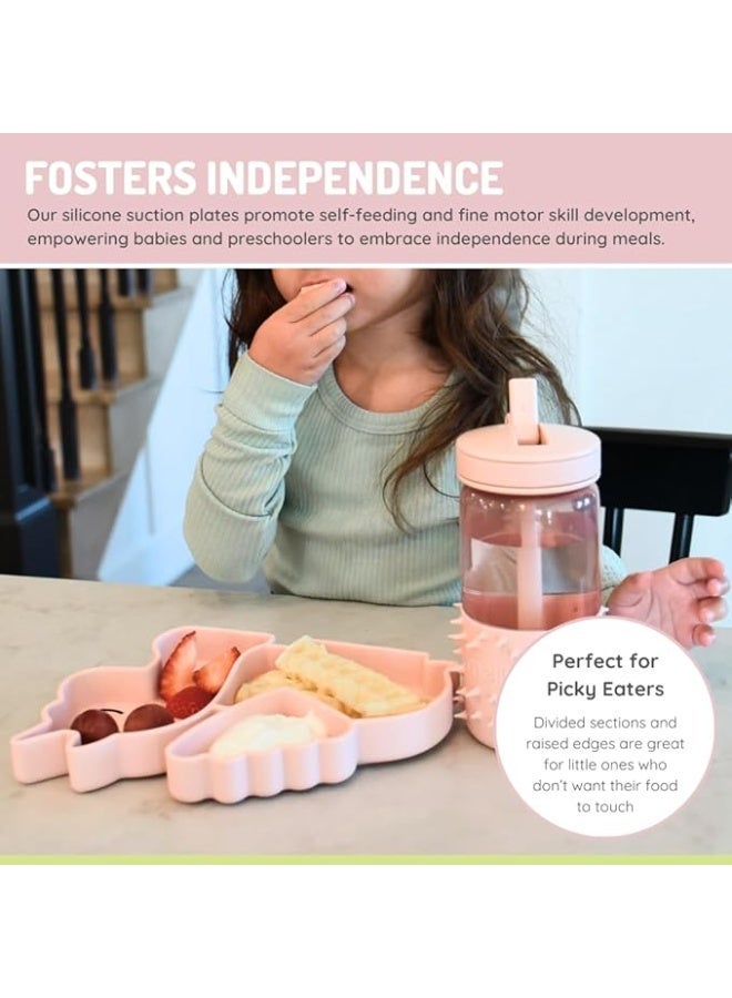 ميليي طبق شفط مقسم من السيليكون للاطفال الرضع والاطفال الصغار - خال من BPA بنسبة 100%، امن للاستخدام في غسالة الصحون والميكروويف، طبق تغذية اطفال غير سام - يناسب معظم الكراسي العالية، لعمر 6 اشهر - Image 3