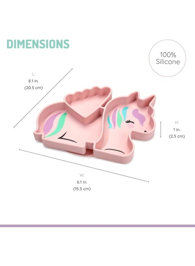 ميليي طبق شفط مقسم من السيليكون للاطفال الرضع والاطفال الصغار - خال من BPA بنسبة 100%، امن للاستخدام في غسالة الصحون والميكروويف، طبق تغذية اطفال غير سام - يناسب معظم الكراسي العالية، لعمر 6 اشهر - Image 2