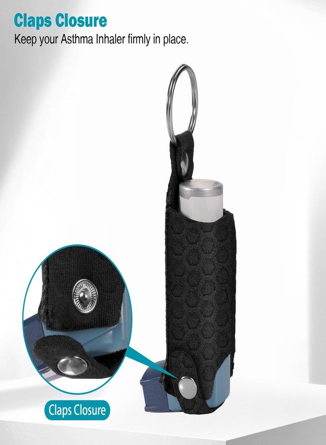 MEDMAX Asthma Inhaler Holder Neoprene Protective Travel Handy Mini Holster, Lightweight Carrying Case with Carabiner Clip, Inhaler Not Included (Case Only), Black - Image 4