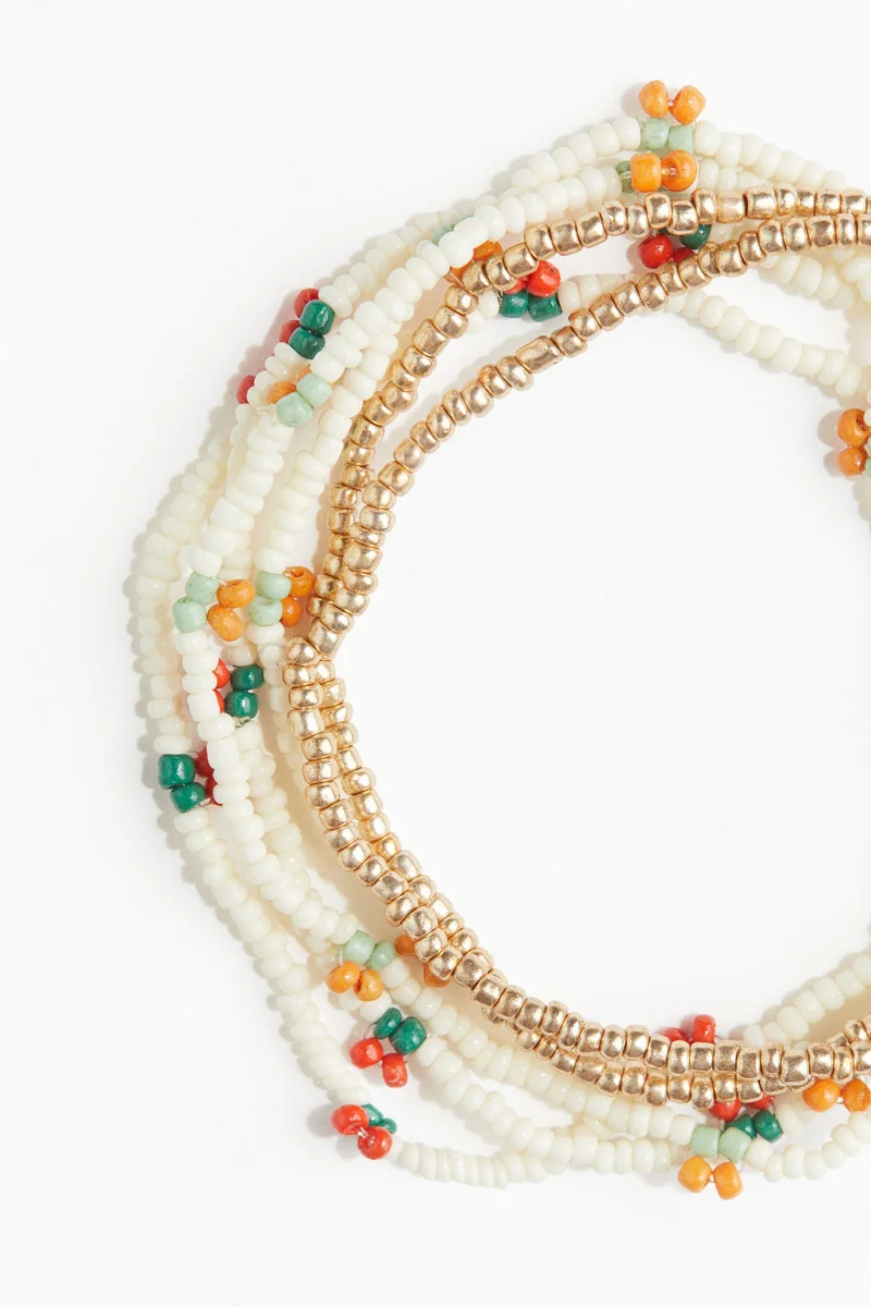 اتش اند ام أساور بخرز - عبوة من 6 قطع