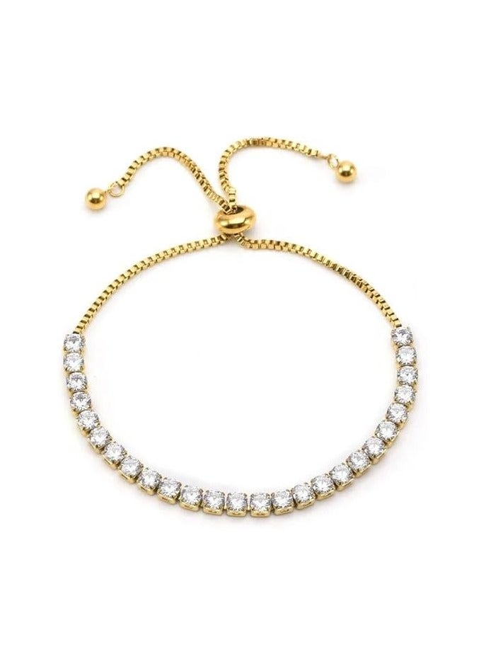 فيروز جوليري اساور تنس للنساء ، سوار كلاسيكي مرصع بالالماس المقلد،الزركون. سوار منزلق قابل للتعديل، مجوهرات زركونيا، قطعة واحدة من فيروز جوليري - Image 4