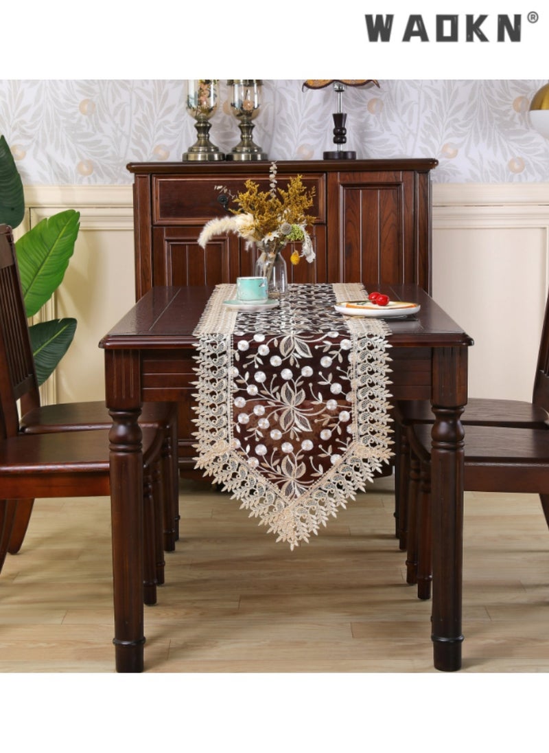WAOKN American Style Lace Table Runner with Embroidery, Premium Home Decor for Dining Tables and Coffee Tables, Elegant Long Table Flag, Adds a Touch of Sophistication to Your Living Space  - Image 3