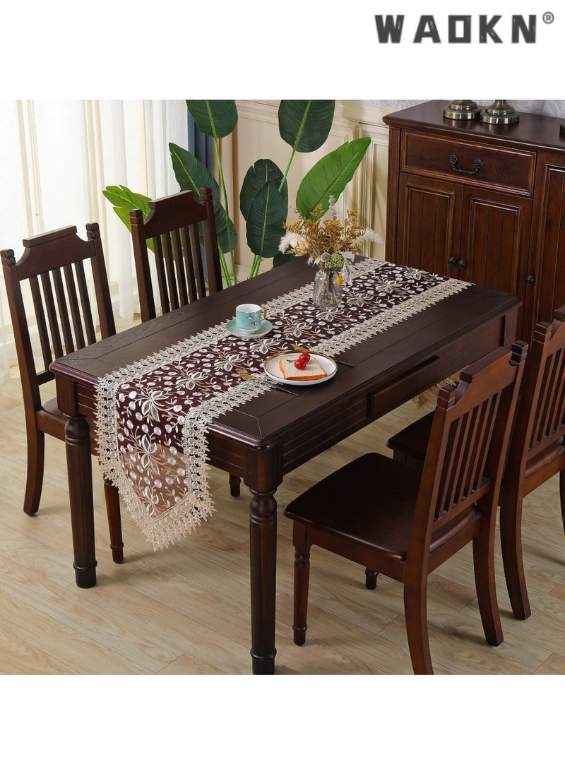 WAOKN American Style Lace Table Runner with Embroidery, Premium Home Decor for Dining Tables and Coffee Tables, Elegant Long Table Flag, Adds a Touch of Sophistication to Your Living Space  - Image 2