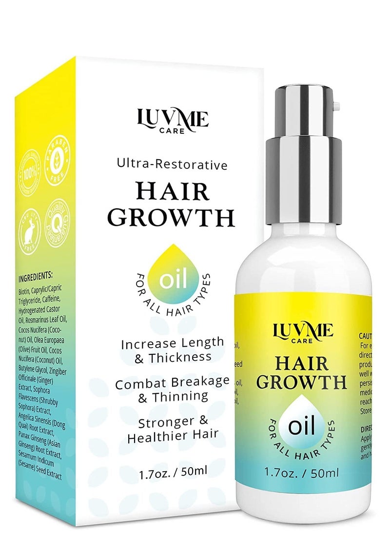 Luv Me Care - Luv Me Care biotin hair growth oil hair growth serum for thicker longer fuller healthier hair prevent hair loss & thinning all natural vitamin rich treatment women & men all hair types 1.7 oz - Image 1
