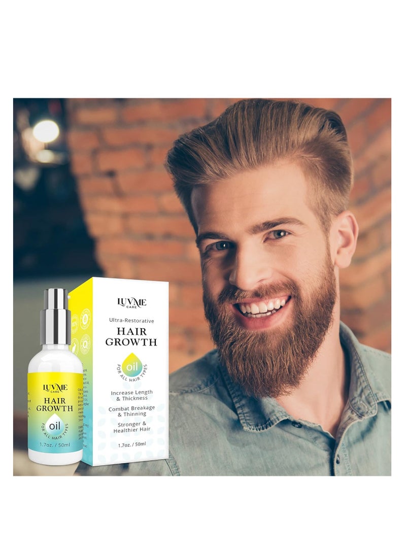 Luv Me Care - Luv Me Care biotin hair growth oil hair growth serum for thicker longer fuller healthier hair prevent hair loss & thinning all natural vitamin rich treatment women & men all hair types 1.7 oz - Image 1