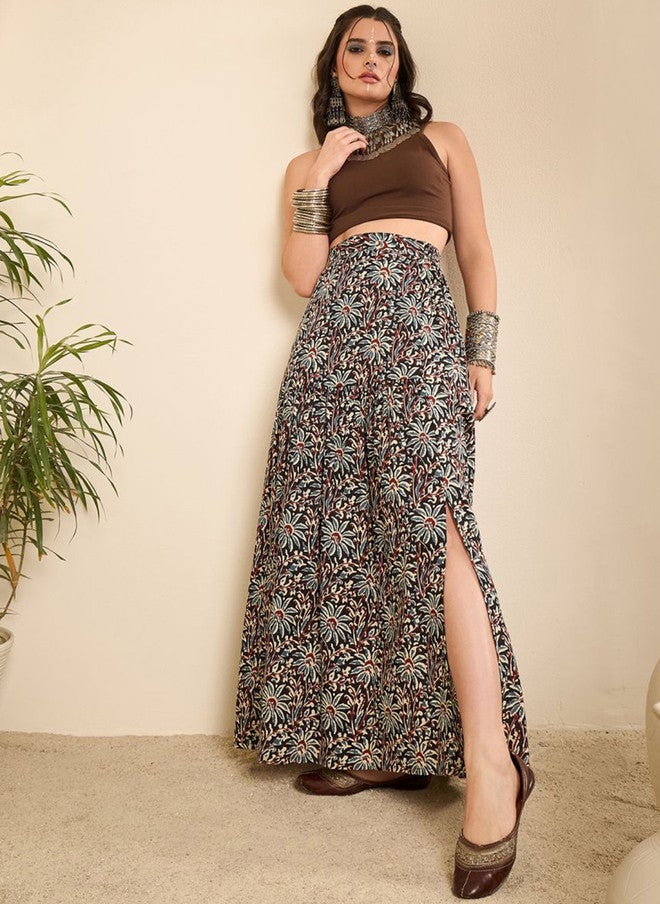WineRed تنورة ماكسي مزخرفة بالأزهار للنساء - Image 4