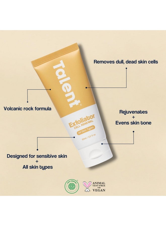 Talent Men’S Cell Renewal Exfoliator Fragrancefree Volcanic Rock Face Wash Removes Dead Skin & Impurities Sensitive Skin All Skin Types Ewg Verified Vegan And Crueltyfree 2.0 Fl Oz - Image 3