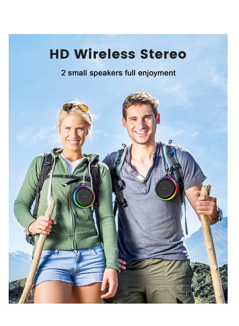 Excefore Bluetooth Shower Speaker, Portable Bluetooth Speakers, IP67 Waterproof Wireless Speaker with Dynamic Lights, True Wireless Stereo, Crisp Clear Sound, for Sports, Pool, Beach, Hiking, Camping - Image 5