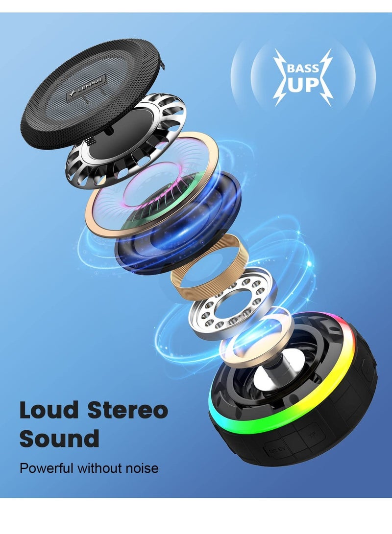 Excefore Bluetooth Shower Speaker, Portable Bluetooth Speakers, IP67 Waterproof Wireless Speaker with Dynamic Lights, True Wireless Stereo, Crisp Clear Sound, for Sports, Pool, Beach, Hiking, Camping - Image 3