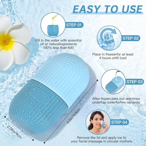 XML Ice Face Roller Silicone Facial Cube for Eyes Neck Massage Remove Dark Circle Pore Shrink Face Skin Care Ice Pack Mould for Knee,Back Pain Relief,Injuries Beauty Tools (3-blue Ice Roller) - Image 4