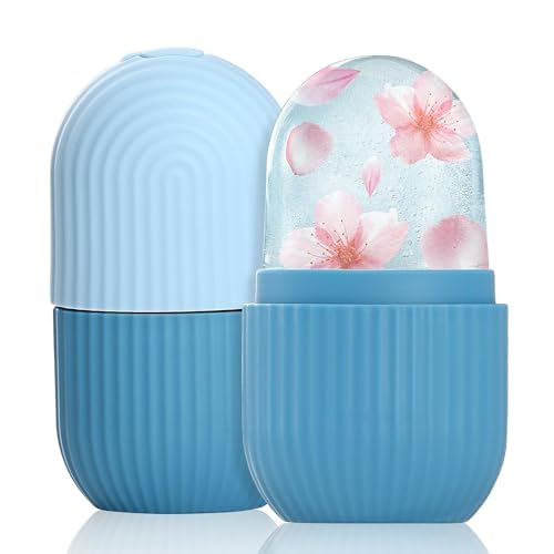 XML Ice Face Roller Silicone Facial Cube for Eyes Neck Massage Remove Dark Circle Pore Shrink Face Skin Care Ice Pack Mould for Knee,Back Pain Relief,Injuries Beauty Tools (3-blue Ice Roller) - Image 1