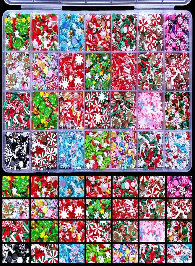 EHOPE 28 Styles Sprinkles Fake Christmas Sprinkle Polymer Clay Sprinkles Christmas Polymer Clay Slices Fake Candy Sprinkles for Nail Art DIY Crafts Cake Phone (Christmas-28C) - Image 1