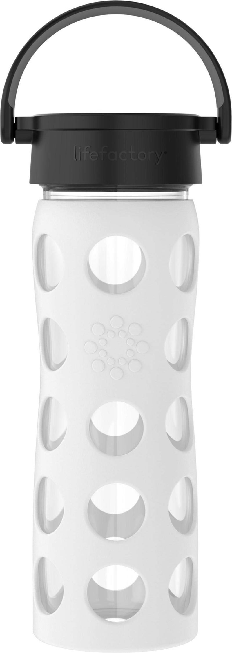 lifefactory Lifefactory 16Ounce BPAFree Glass Water Bottle with Classic Cap and Protective Silicone Sleeve Optic White 