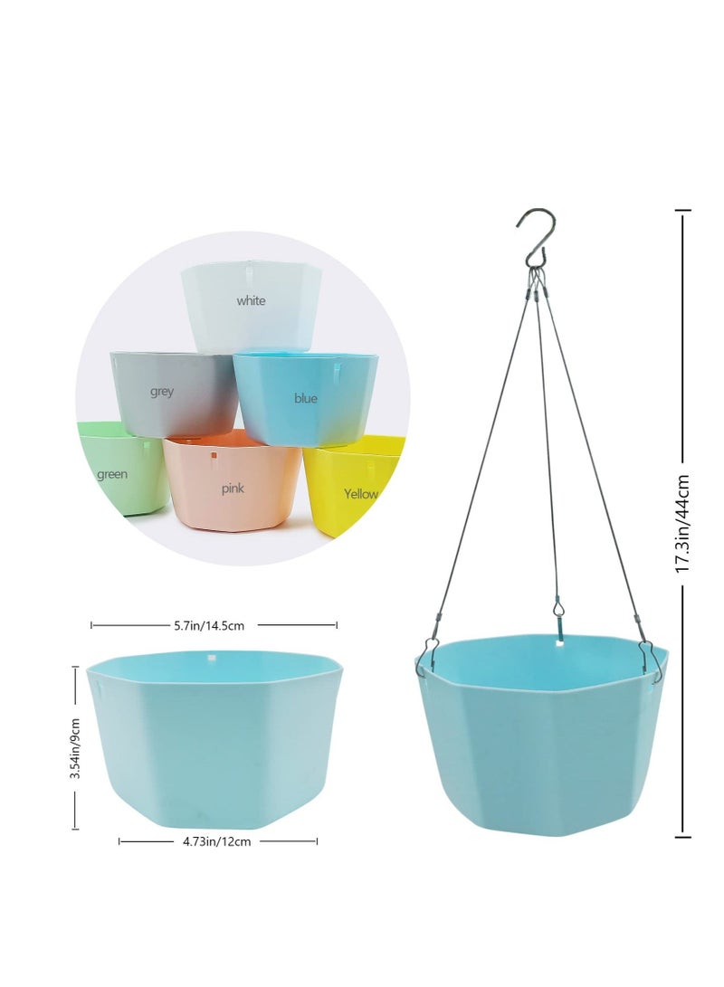 XiuWoo Hanging Planter Pot, 6 Pcs 15cm Plastic Basket Flower Pot Plant Holder, with 36cm Chain Hooks, for Indoor Outdoor Garden House Porch Decor (6 Colours)  - Image 2