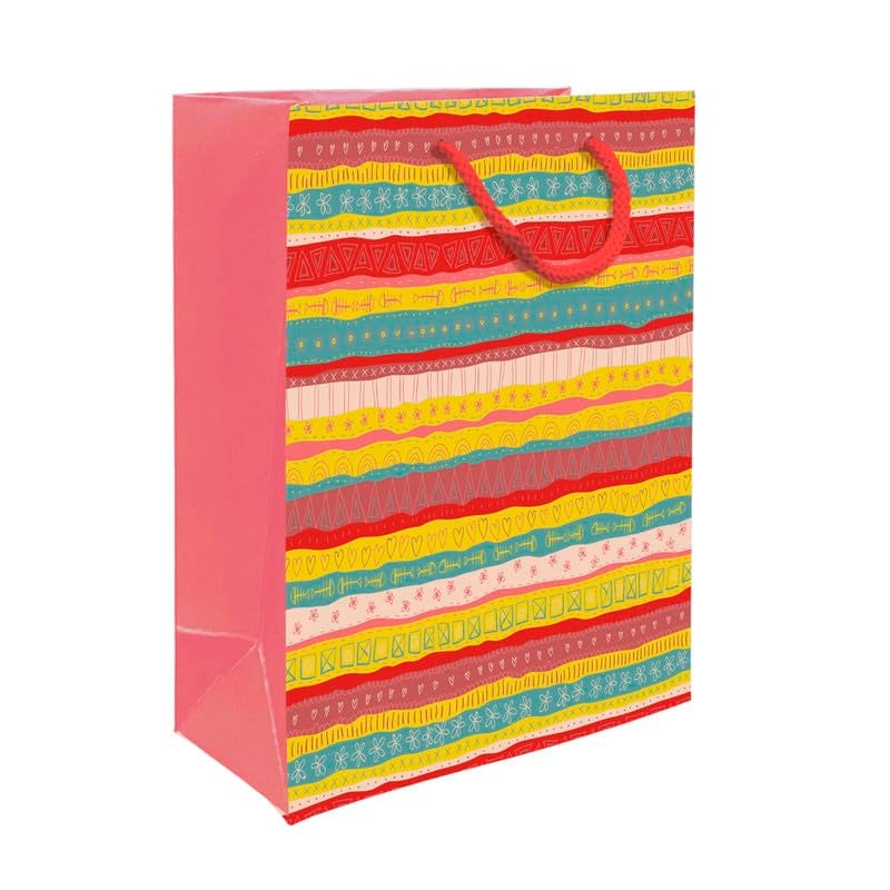 PaperPep Multicolor Festive Print Gift Paper Bags | Medium (13"X10"X4.5" inches) | Attached gift tags, Ideal for Return Gifts, Weddings, Birthday & Celebrations | Pack of 3 - Image 5