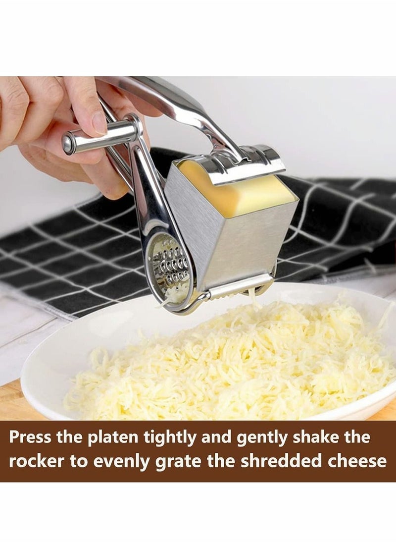 Excefore - Rotary Cheese Grater, Stainless Steel Rotary Cheese Grater,Handheld Rotary Grater Handheld Rotating Cheese Grater, for Grating Hard Cheese Chocolate Nuts Kitchen Tool with 4 Stainless Drum, Set of 5 - Image 1