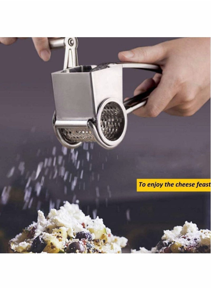 Excefore - Rotary Cheese Grater, Stainless Steel Rotary Cheese Grater,Handheld Rotary Grater Handheld Rotating Cheese Grater, for Grating Hard Cheese Chocolate Nuts Kitchen Tool with 4 Stainless Drum, Set of 5 - Image 1