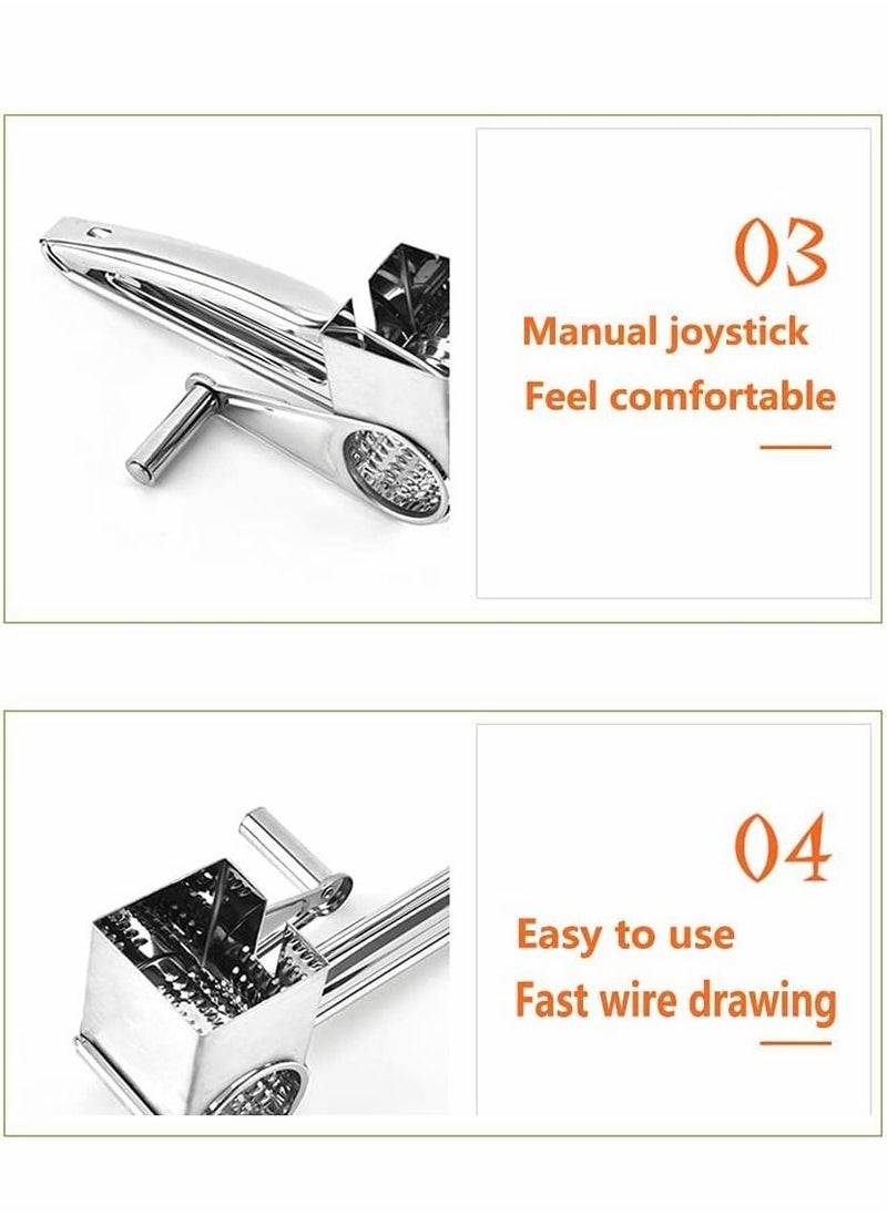 Excefore - Rotary Cheese Grater, Stainless Steel Rotary Cheese Grater,Handheld Rotary Grater Handheld Rotating Cheese Grater, for Grating Hard Cheese Chocolate Nuts Kitchen Tool with 4 Stainless Drum, Set of 5 - Image 1