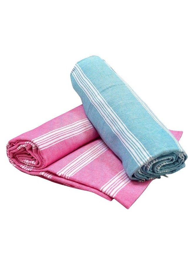 COMFORT WEAVE مناشف حمام قطنية منسوجة بنسيج مريح، 250 جرام/متر مربع، متعددة الألوان (مجموعة من قطعتين، 31 × 62 بوصة) - Image 1