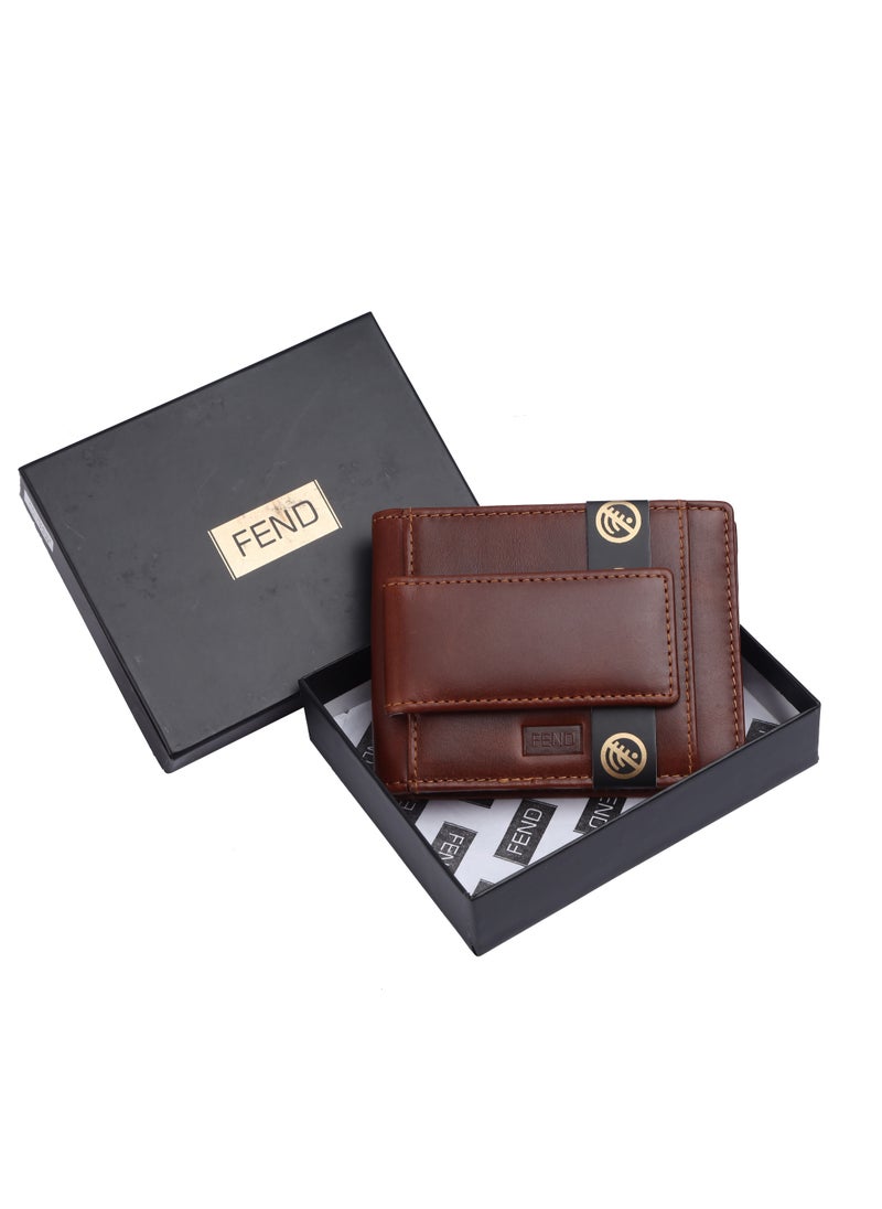 FEND - Fend Genuine Leather Card Holder Wallets with RFID Blocking for Men's and Women's Brown - Image 1