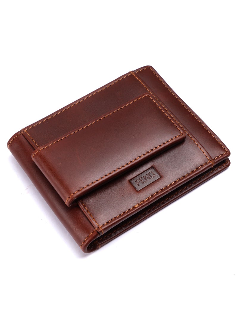 FEND - Fend Genuine Leather Card Holder Wallets with RFID Blocking for Men's and Women's Brown - Image 1