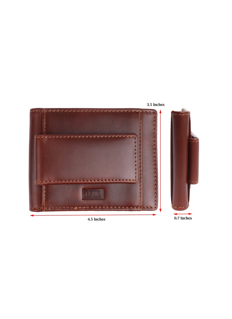 FEND - Fend Genuine Leather Card Holder Wallets with RFID Blocking for Men's and Women's Brown - Image 1