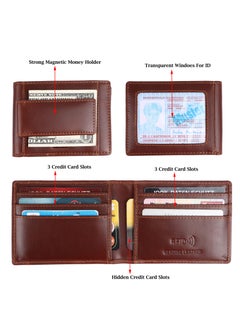 FEND Fend Genuine Leather Card Holder Wallets with RFID Blocking for Men's and Women's Brown  - Image 3