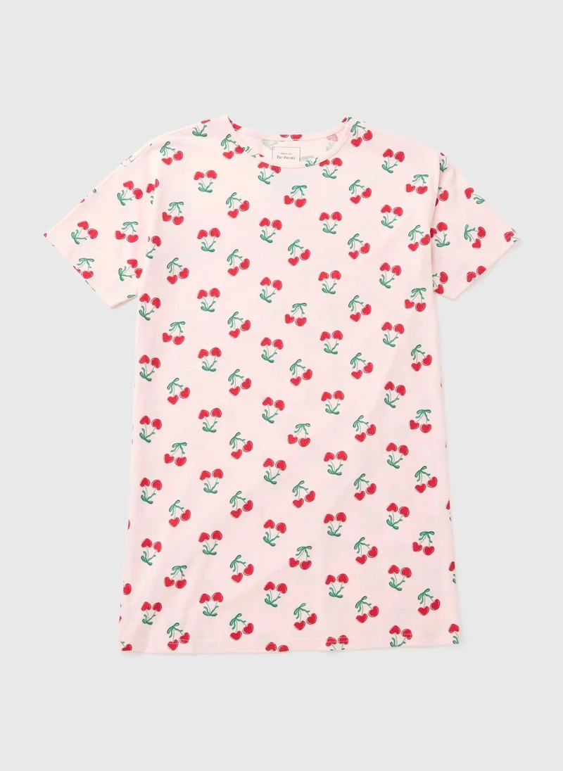 Matalan Pink Cherry Print T-Shirt Nightie