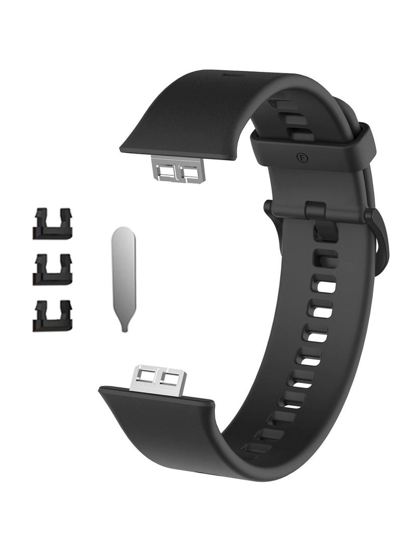 Silicone Watch Band For Huawei Watch Fit Strap Solid color Fitness Sport Bands For Huawei Watch Fit(Black) - Image 1