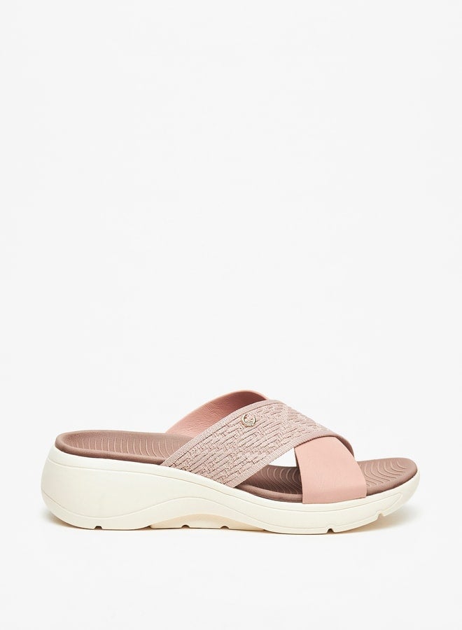 Le Confort Women's Textured Slip-On Cross Strap Slide Sandals - Image 3