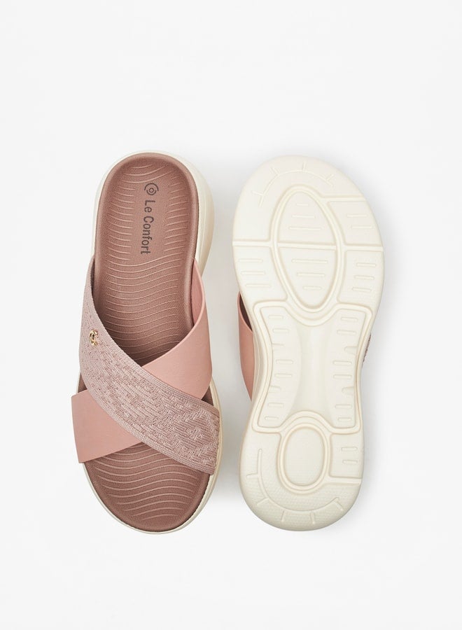 Le Confort Women's Textured Slip-On Cross Strap Slide Sandals - Image 4