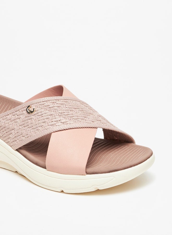 Le Confort Women's Textured Slip-On Cross Strap Slide Sandals - Image 5