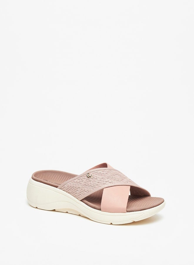 Le Confort Women's Textured Slip-On Cross Strap Slide Sandals - Image 1